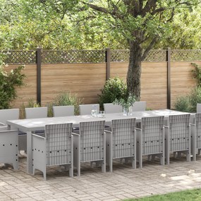 vidaXL Set de masă pentru grădină 15 pcs Gri deschis Ratan Polt