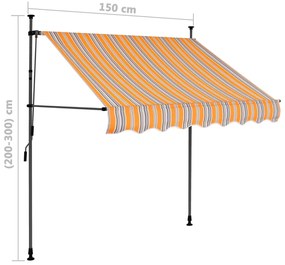 Copertina retractabila manual cu LED, galben  albastru, 150 cm Galben si alb, 150 cm