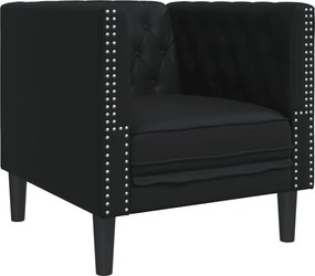 vidaXL Fotoliu Chesterfield, negru, piele ecologică