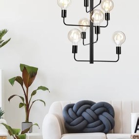 Lustră pe lanț ORLANDO 8xE27/60W/230V neagră