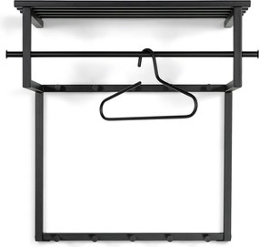 Cuier de perete negru cu raft din metal 76 cm Rizzoli – Spinder Design