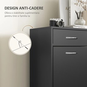 HOMCOM Dulap pentru Pantofi Modern cu 2 Rafturi Regabile și 2 Sertare din Lemn Negru | Aosom Romania
