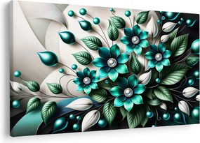 Tablou - Flori turcoaz 3D (90x60 cm)
