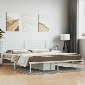 352375 vidaXL Cadru de pat metalic cu tăblie, alb, 200x200 cm