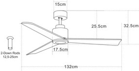 Ventilator de tavan Zambelis 19136-B + telecomandă