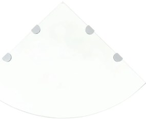 243854 vidaXL Raft de colț sticlă transparentă cu suporți de crom, 45 x 45 cm