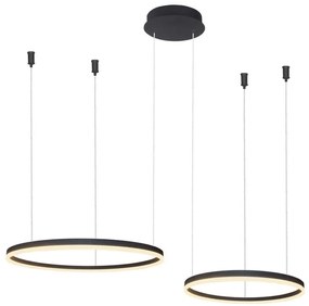 Lustra cu 2 inele LED si telecomanda HALO PENDANT BK 80+60 CCT