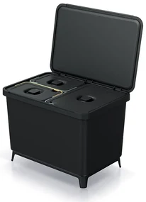Coș de gunoi, 23 + 10 + 10 l, negru