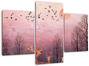 Tablou - Căprioare în strălucirea apusului de soare (90x60 cm)