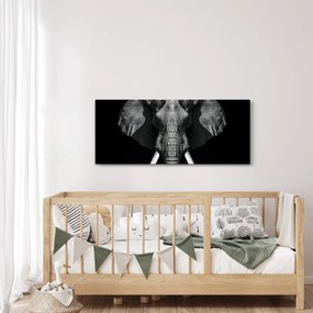 Tablou - Elefant pe fundal negru (120x50 cm)