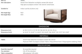 Fotoliu pivotant design LUX, Furnir de eucalipt lucios, Sebastian