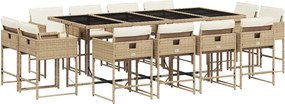 vidaXL Set mobilier de grădină cu perne, 13 piese, bej, poliratan