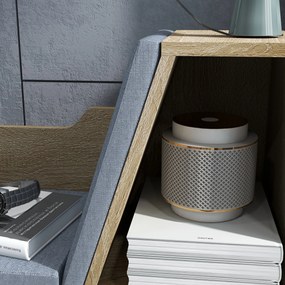 HOMCOM Bibliotecă Banc 2 în 1 Design Contemporan 6 casete 3 Perne Fornisite 102L x 30l x 61A cm Stejar Gri | Aosom Romania