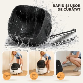 PawHut Ladă de Gunoi Autopropulsată pentru Pisici, Ladă Automată pentru Mai Multe Pisici, Design Deschis cu Senzori de Siguranță, Deodorant, Recipient Gunoi 8L, Saci de Gunoi, Silențioasă, pentru Pisici 1-5 kg | Aosom Romania