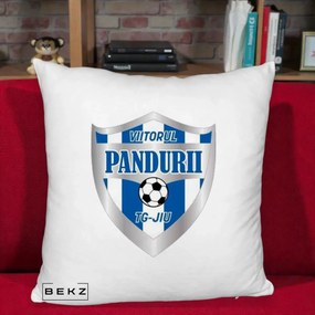 Perna Personalizata Pandurii Targu Jiu Fotbal, 40x40 cm, Alb Pufos, Husa Detasabila, Perna Inclusa, BEKZ®