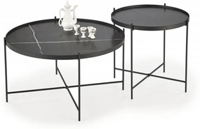Set 2 mese de cafea Julieta marmura neagra/negru