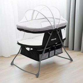 Pătuț pliabil Baby Mix Dreamy Nest negru, 92 x 70x 76 cm
