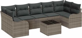 vidaXL Set de canapele pentru grădină cu pernă cu depozitare 8 pcs Gri