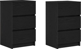 vidaXL Noptiere cu 3 sertare 2 buc Negru 39x35x65 cm