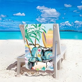 Prosop plaja SEA AND FUN 100x180 cm colorat, 100% microfibra