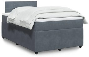 vidaXL Pat box spring cu saltea, gri închis, 120x200 cm, catifea