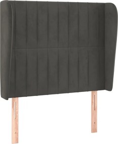 vidaXL Tăblie de pat cu aripioare gri închis 93x23x118/128 cm catifea