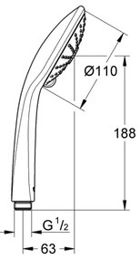 GROHE 27221000 - Duș de mână TEMPESTA COSMOPOLITAN 100, 3 jeturi, crom lucios