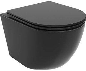 Mexen Lena vas de toaletă Rimless cu capac slim cu închidere lentă , duroplast, Negru mat - 30221085