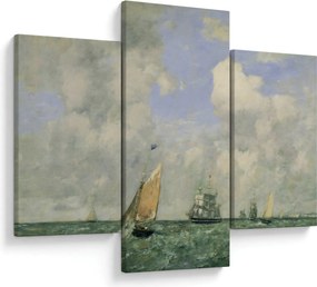 Tablou - Eugène Boudin, Ships and Sailing Boats Leaving Le Havre, reproducere (90x60 cm)