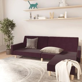 Canapea extensibilă cu 2 locuri și taburet, violet, textil