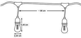 Ghirlanda luminoasa decorativa impermeabila, cu 15 becuri LED soclu E27, 14,6 m, alb cald