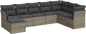vidaXL Set canapele de grădină cu perne, 8 piese, gri, poliratan