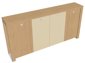 Dulap mediu pentru haine Verno+ S 260 x 46 x 130 cm, uși combinate, stejar deschis / vanilie