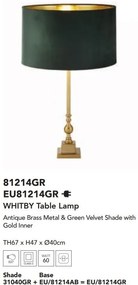 Veioza, Lampa de masa eleganta Whitby verde