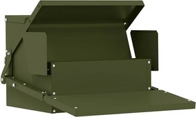 vidaXL Hrănitor cu pedale pentru pui Verde măsliniu 50 x 40 x 29 cm