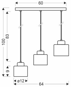 Lustră pe cablu OLENA 3xE27/60W/230V neagră