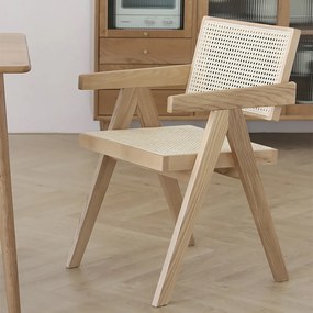 Scaun de bucatarie aspect lemn cu cotiera in stil japandi - 1 buc. Deprimo 77133316638 by Deprimo