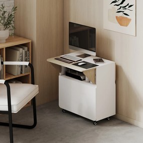 HOMCOM Masă de sufragerie pliabilă pe roți, masă de bucătărie 4 persoane, 2 blaturi rabatabile, etajeră, dulap, 70x83x75cm, alb | Aosom Romania