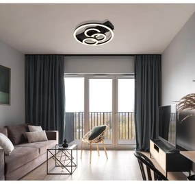 Plafoniera DARRYL I LED CCT neagra cu telecomanda pentru living