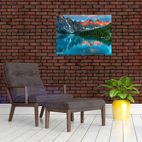 Tablou pe sticlă - Lac turcoaz (70x50 cm)