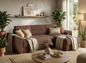 Coltar extensibil reversibil TAVERO 251x140 cm, roz inchis