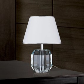 Veioza design lux cu cristal K9 ALEXIS alb/crom