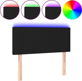 vidaXL Tăblie de pat cu LED, negru, 100x5x78/88 cm, textil