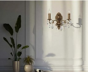 Aplica de perete 2 brate din alama si cristal Venezia