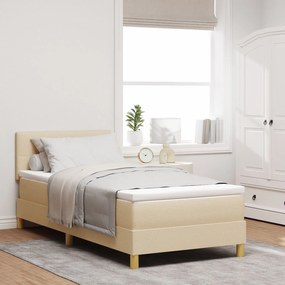 vidaXL Pat cu arcuri cu saltea crem 80x200 cm țesătură