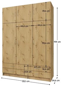 Dulap de haine Granulados (stejar artisan) . 1116352