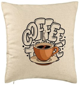 Perna Decorativa, Model Coffe Lover, 40x40 cm, Bej, Husa Detasabila, Burduf