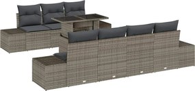 vidaXL Set de canapea cu pernă Manual 8 pcs Gri poliratan