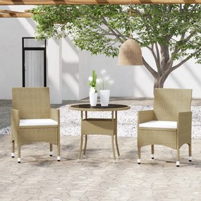 3058480 vidaXL Set mobilier de grădină, 3 piese, bej, poliratan