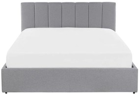 Pat matrimonial 140 cm DARGAN (gri) (textil) (cu somieră și sp. depozitare). 1026653